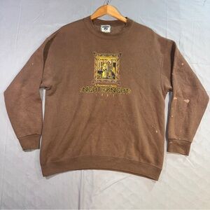 Vintage Lee Sweatshirt Mens Large Brown Night Of Knights 1997 Graphic USA